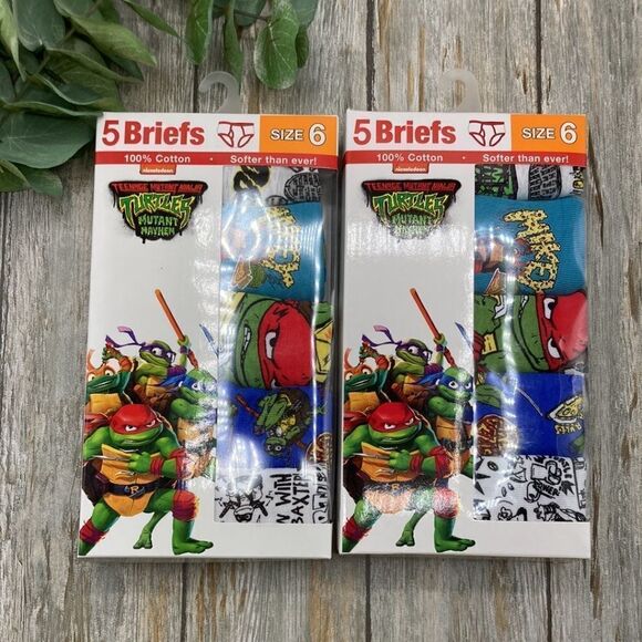 Boys Teenage Mutant Ninja Turtles Character Underwear Briefs 2, 5-Packs Size 6 - Picture 1 of 8